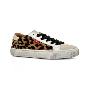 Veronica Beard Distressed Sami Leopard Calf Hair Suede Sneakers
